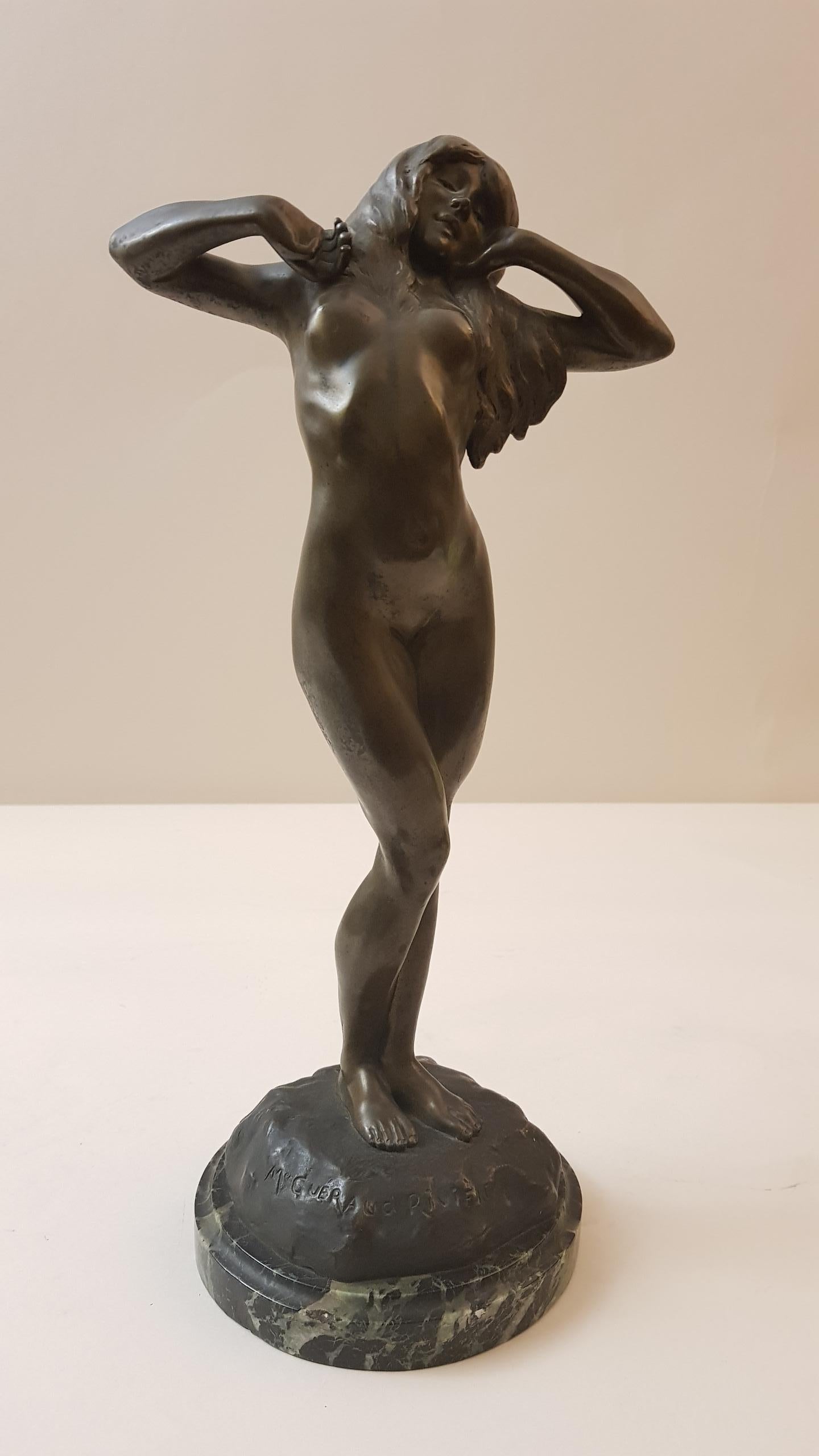 French Gueraud Rivier Bronze Woman Sculpture, 1890s