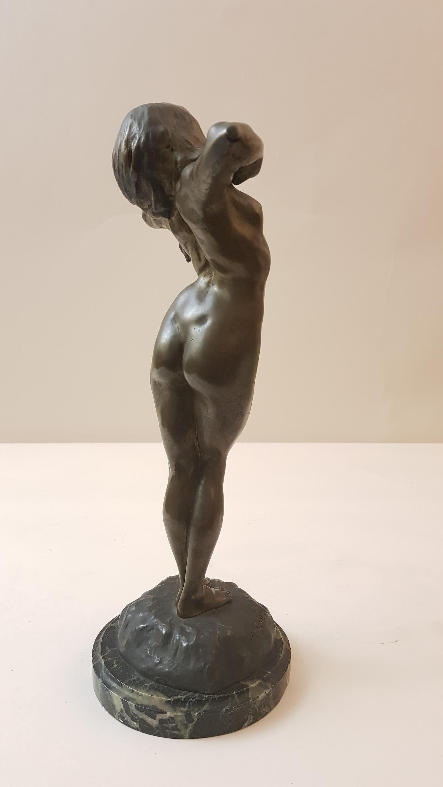Gueraud Rivier Bronze Woman Sculpture, 1890s 1