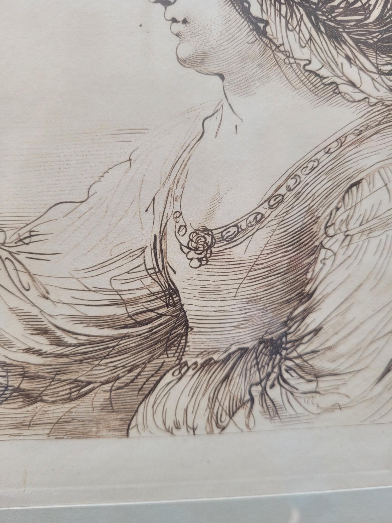 Italian Guercino, Portrait Of A Woman, Engraving, 18th /19th Century