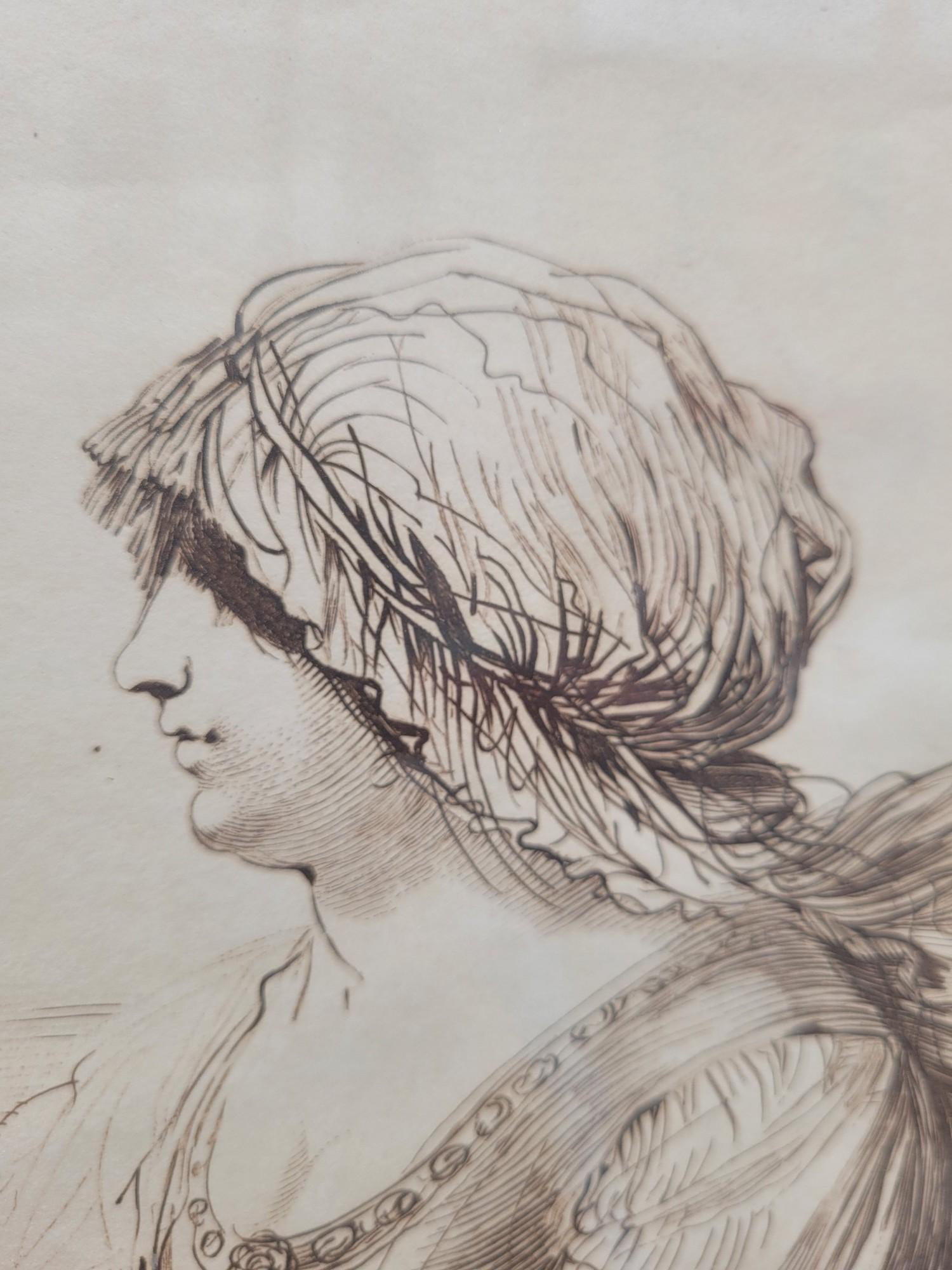 Guercino, Portrait Of A Woman, Engraving, 18th /19th Century In Good Condition In MARSEILLE, FR