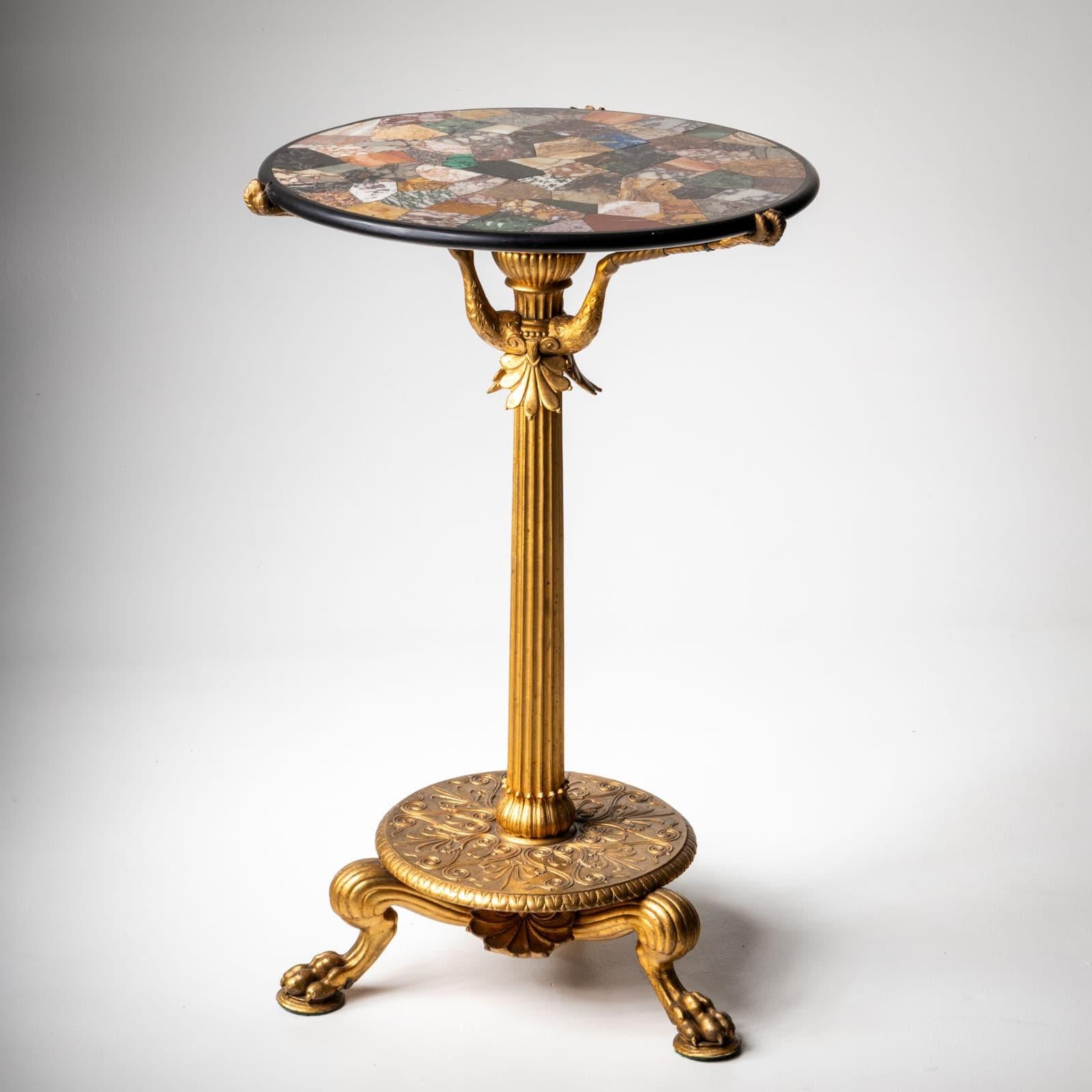 Gueridon nach einem Entwurf von Schinkel mit Pietra Dura Tischplatte, Berlin ca. 1825 7