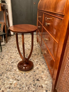 Gueridón ART DECÓ - Base de madera de nogal y latón - ITALIA 1925