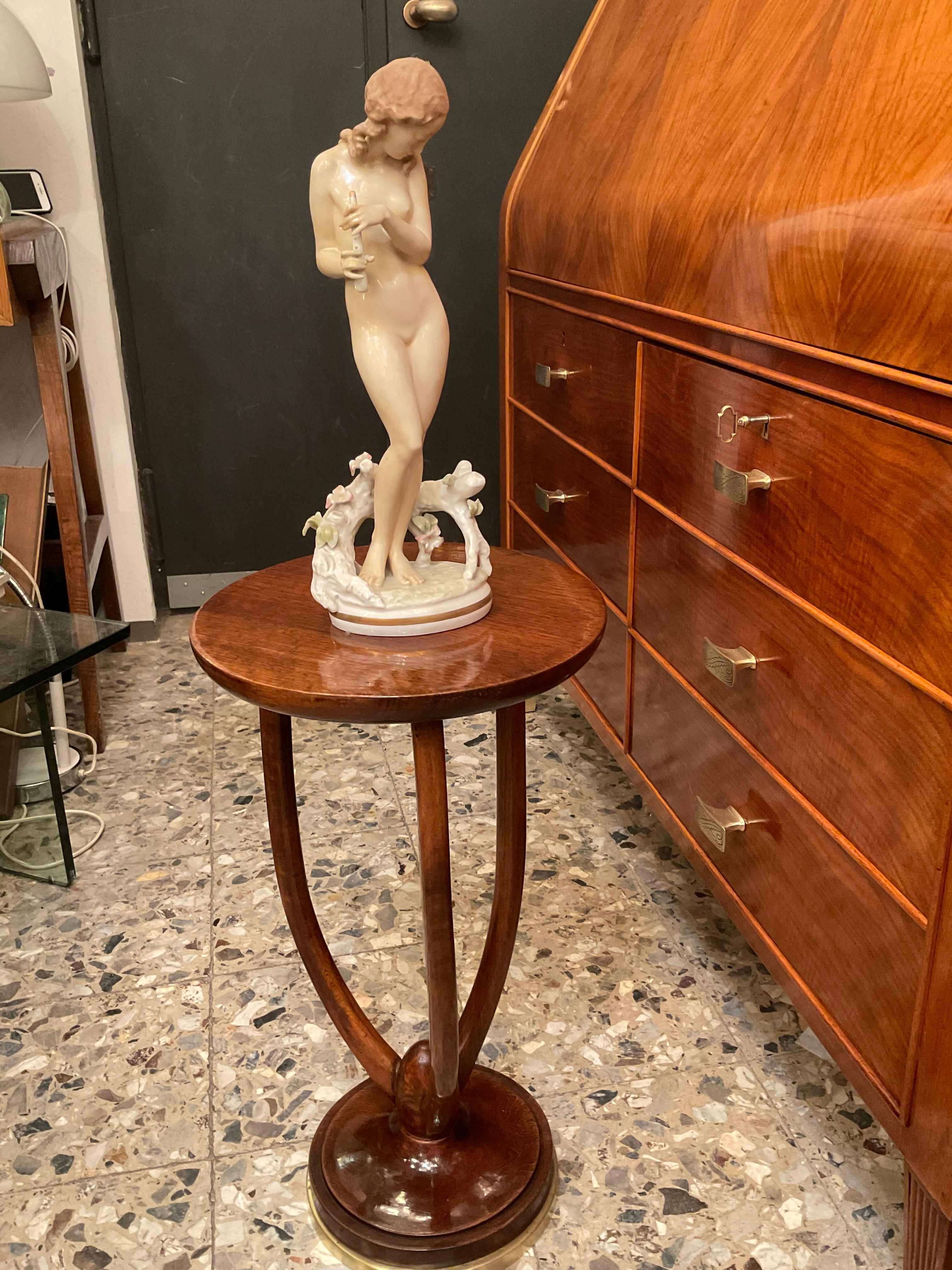 Other Gueridón ART DECÓ - Walnut wood and brass base - ITALY 1925 For Sale
