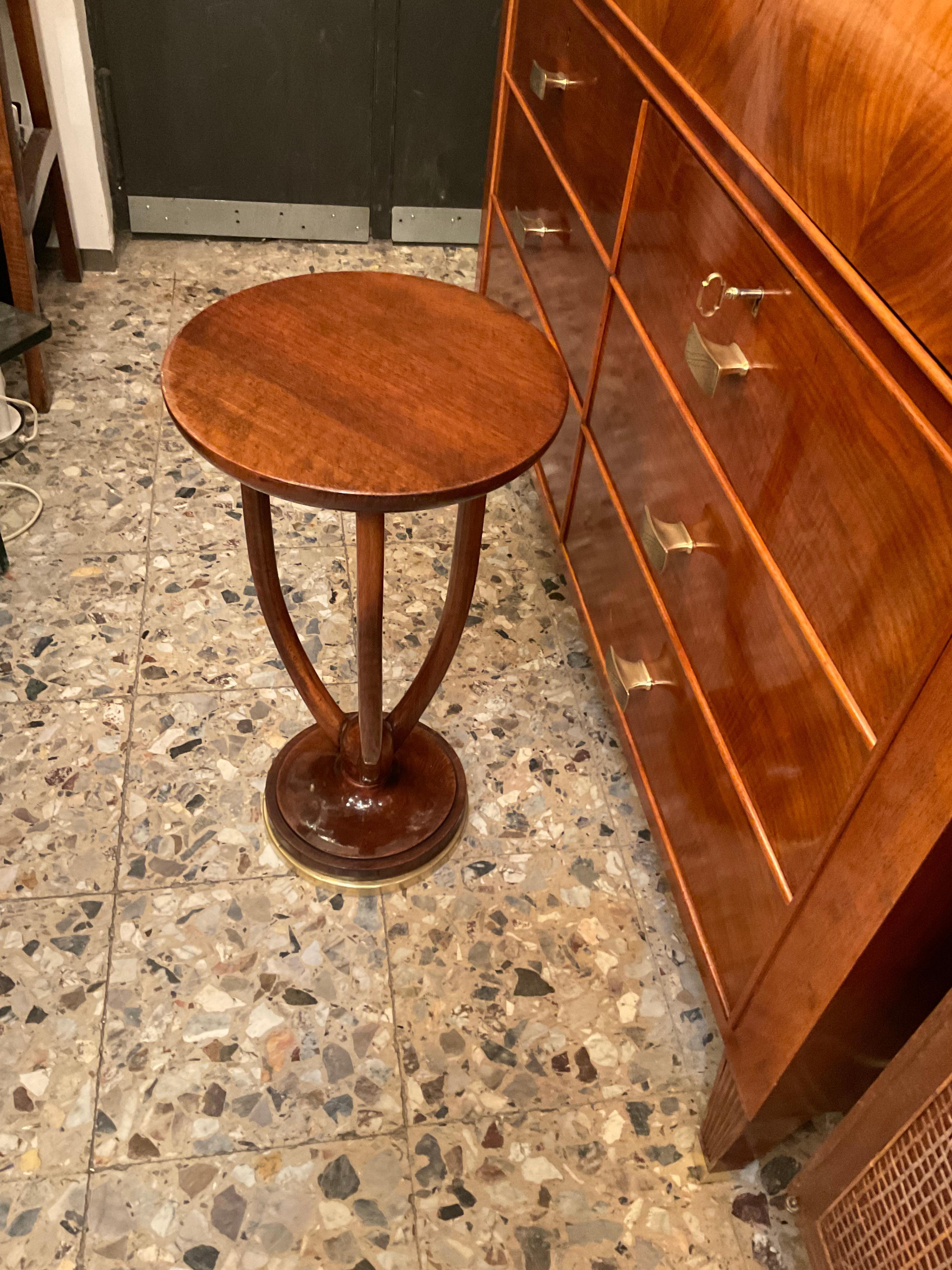 Gueridón ART DECÓ - Walnut wood and brass base - ITALY 1925 For Sale 2