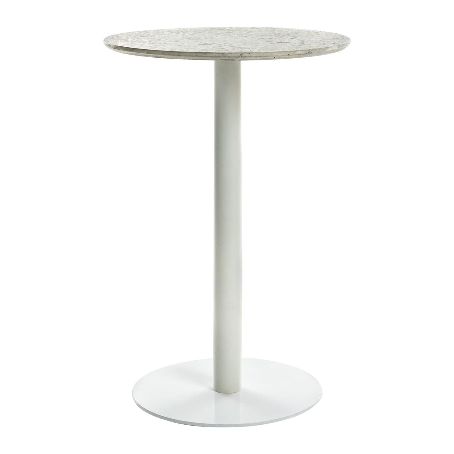 Guéridon / Bistro Table 'I' in White Terrazzo For Sale
