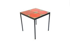 Tavolino Gueridon con 4 piastrelle in ceramica Roger Capron