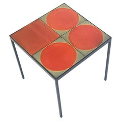 Gueridon Coffee Table with 4 Roger Capron Ceramic Tiles