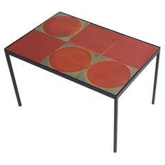 Gueridon Coffee Table with 6 Roger Capron Ceramic Tiles