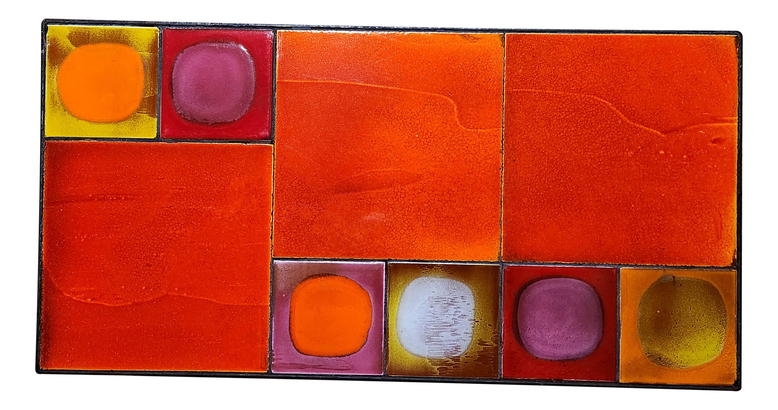 Contemporary Gueridon Coffee Table with Colorful Ceramic Tiles by Roger Capron For Sale