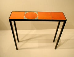 Consola Gueridón con 4 baldosas de cerámica de Roger Capron