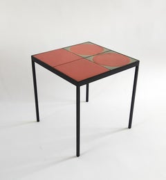 Gueridon Design - Tavolino con 4 ceramiche Roger Capron  PiastrellePiastrelle