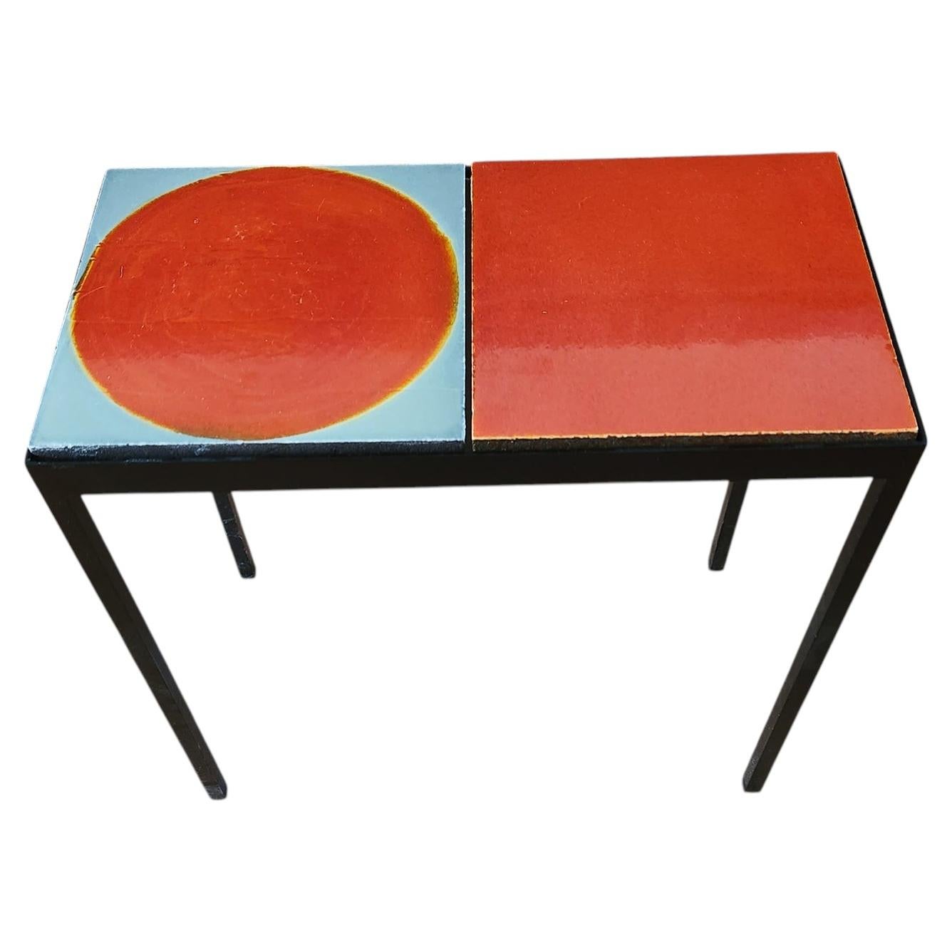 Gueridon Design - Side Table with 2 Roger Capron Ceramic Tiles (Sangmin)