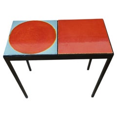 Gueridon Design - Table d'appoint avec 2 carreaux en céramique Roger Capron (Sangmin)