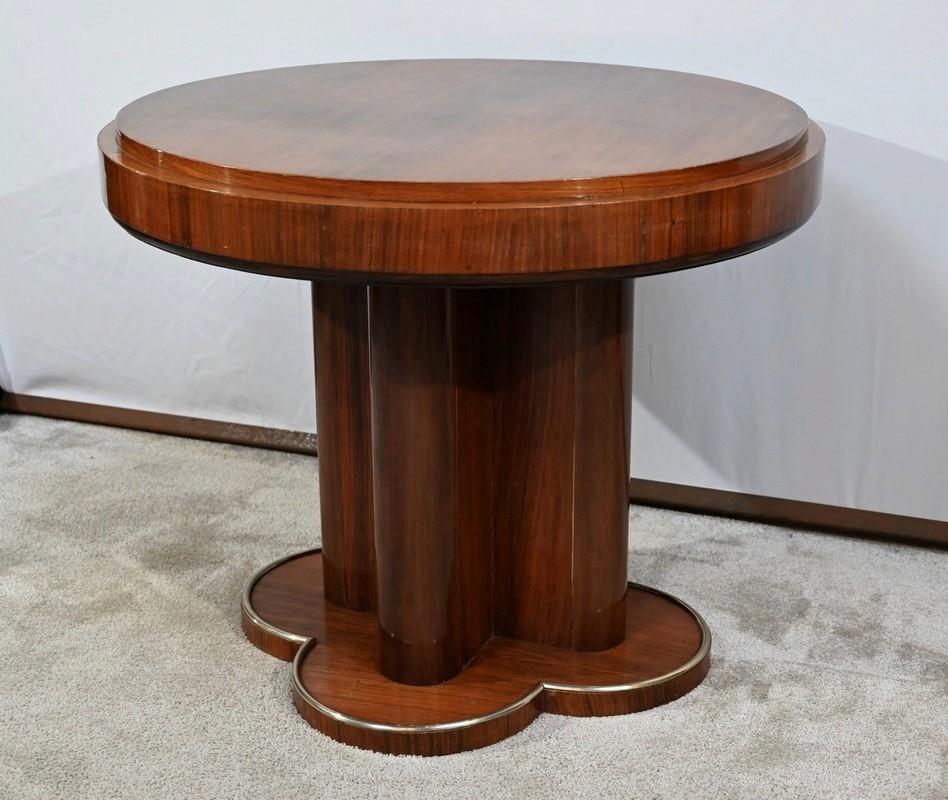 French Mahogany pedestal table, attributed to J. Leleu, Art Deco – 1940 For Sale