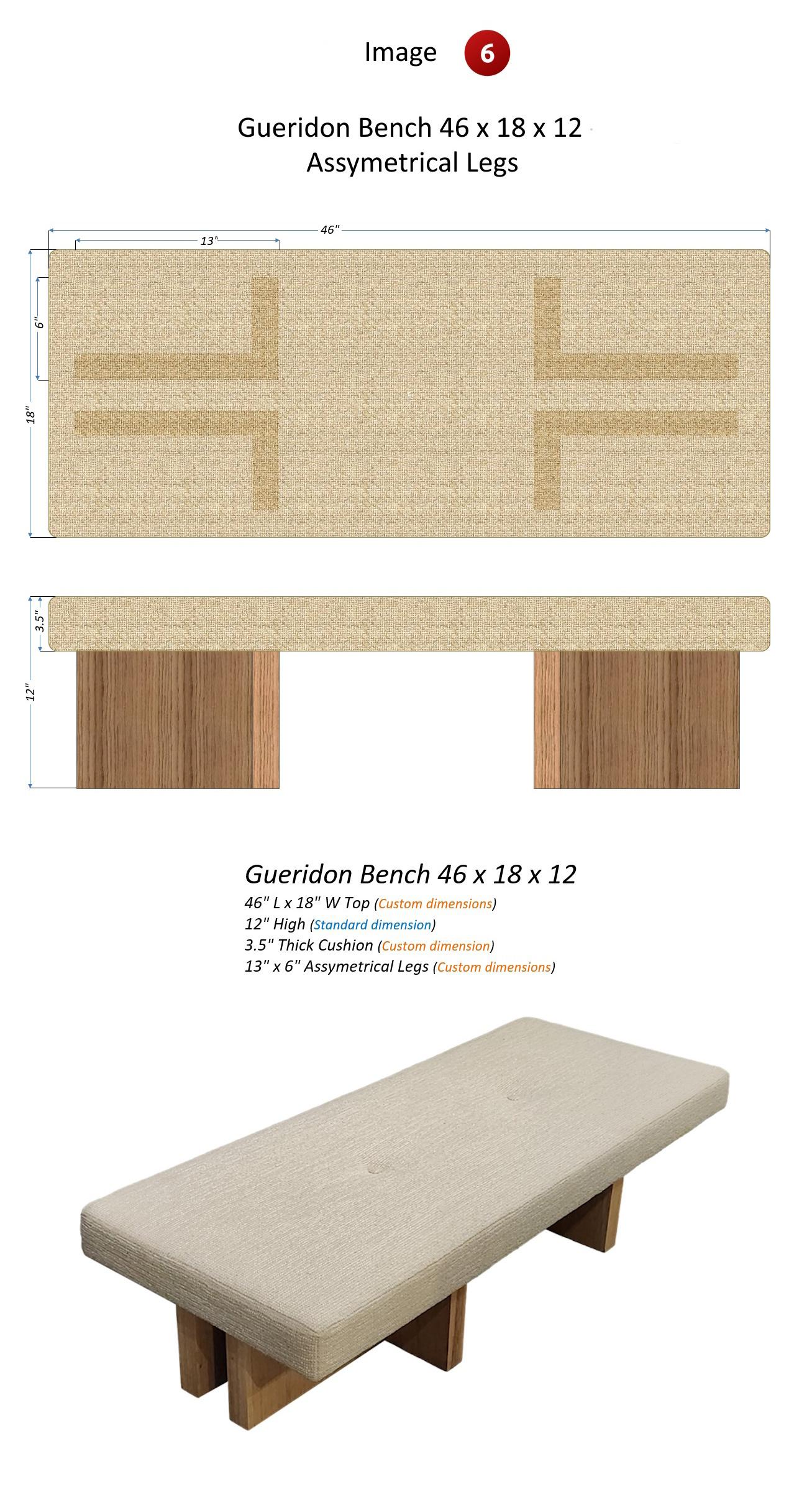 Gueridon handcrafted made to order Ottoman-Bench, COM fabric - Made in USA. For Sale 1