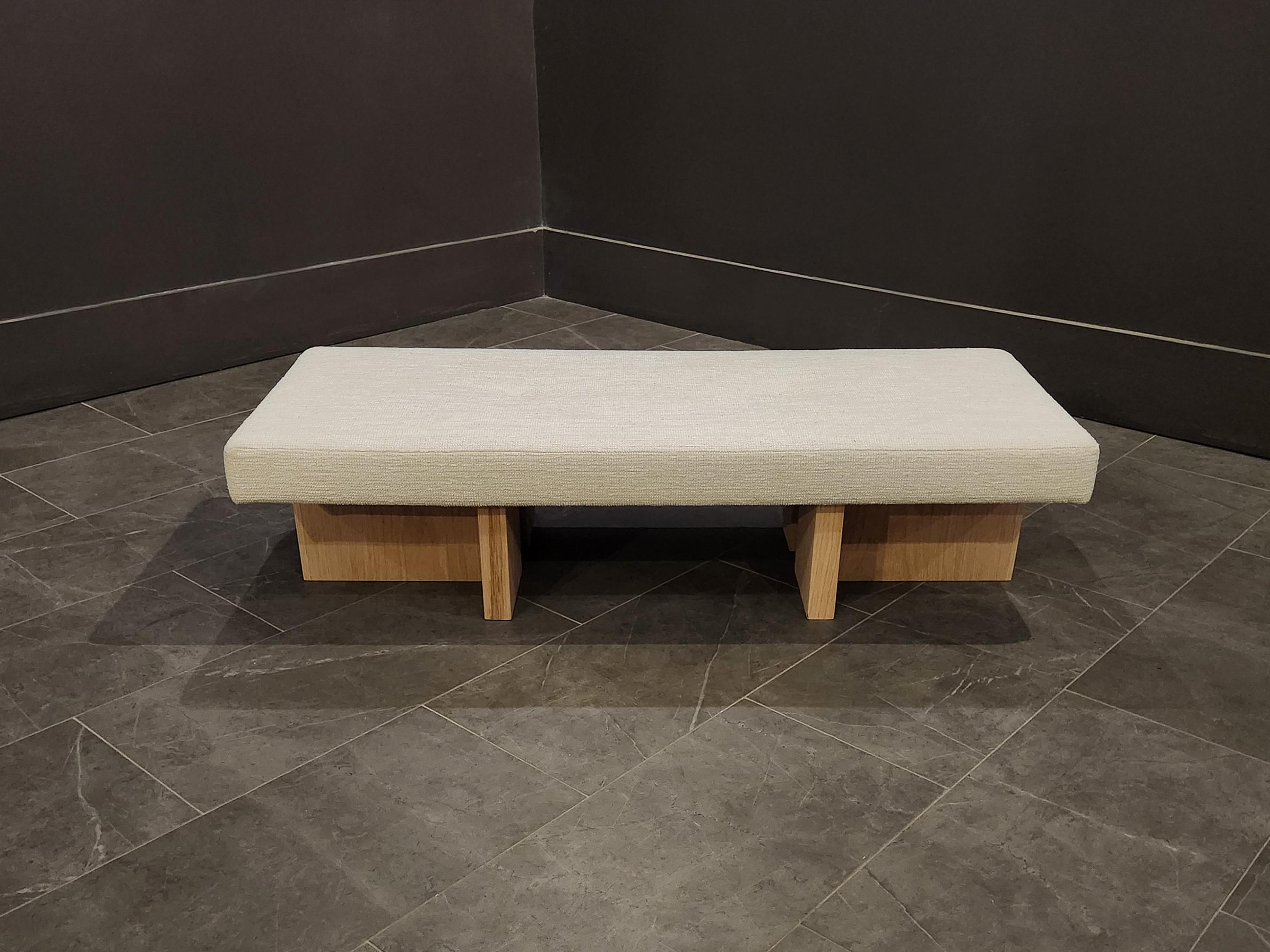 Modern  Gueridon handcrafted made to order Ottoman-Bench, COM fabric - Made in USA. For Sale
