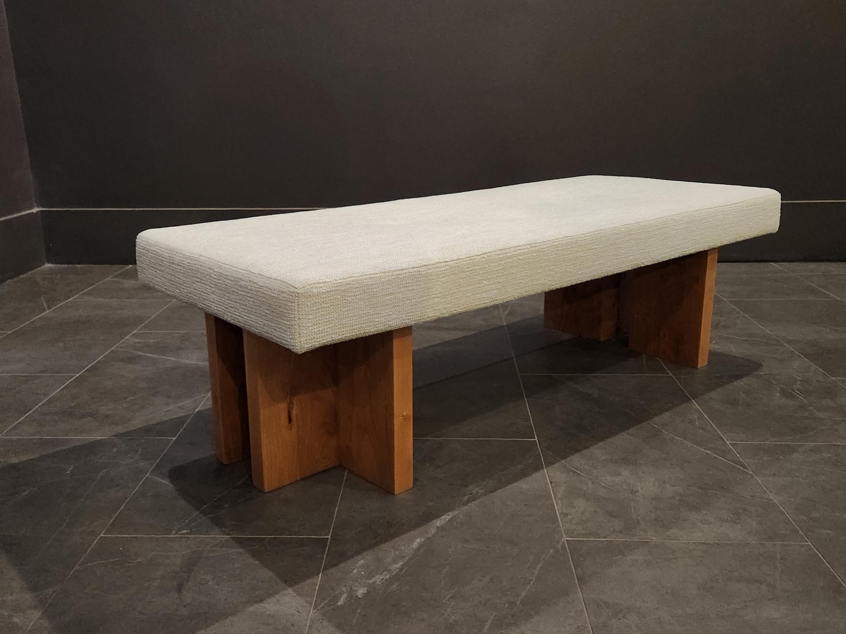 Contemporary  Gueridon handcrafted made to order Ottoman-Bench, COM fabric - Made in USA. For Sale