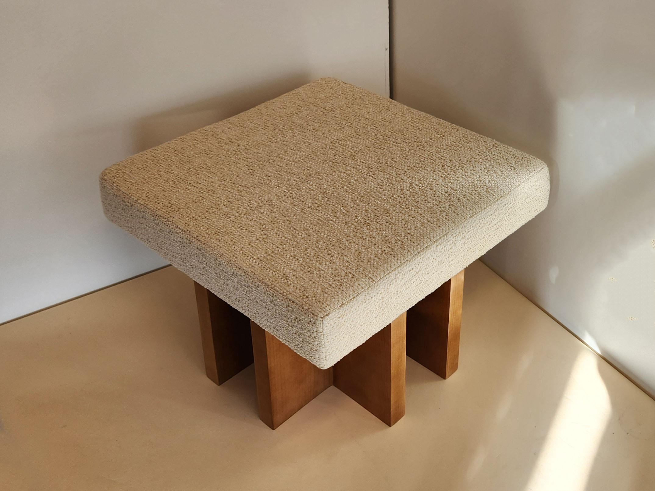 Modern Gueridon handcrafted made to order Ottoman, COM fabric For Sale