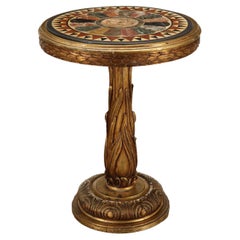 Gueridon in Style with 19th Century Commesso Marble Top, Italy, XXth Century