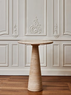 Gueridon in travertine stone by Studio Glustin