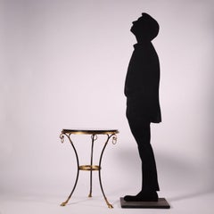 Gueridon Maison Charles Bronze Marble Paris France, 1950s 1960s