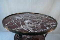 Gueridon Marble Table, Red Italian Marble, Bronze Casting Style of