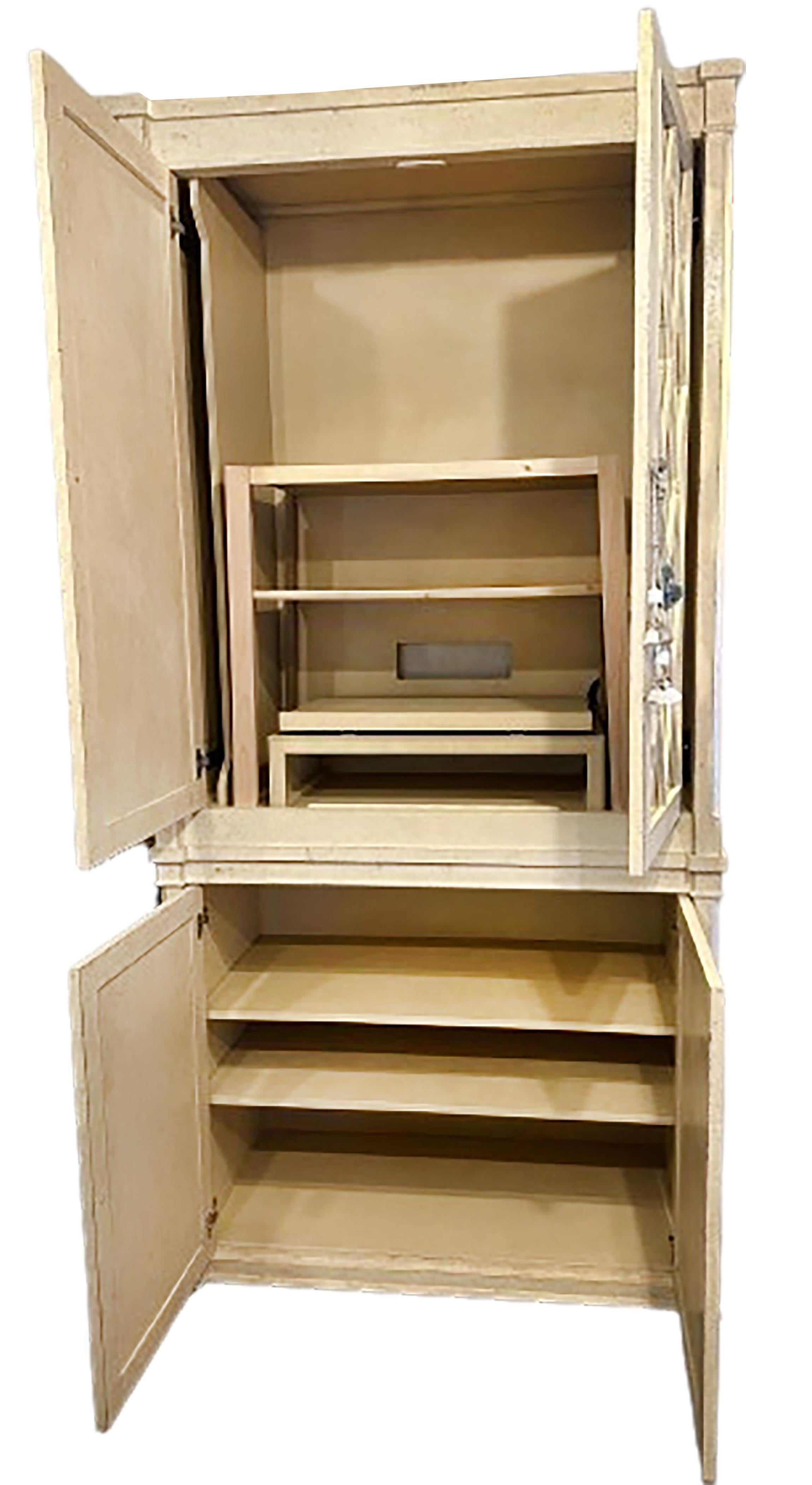 Unknown Gueridon Media Armoire with Mirrored Cabinet Doors For Sale