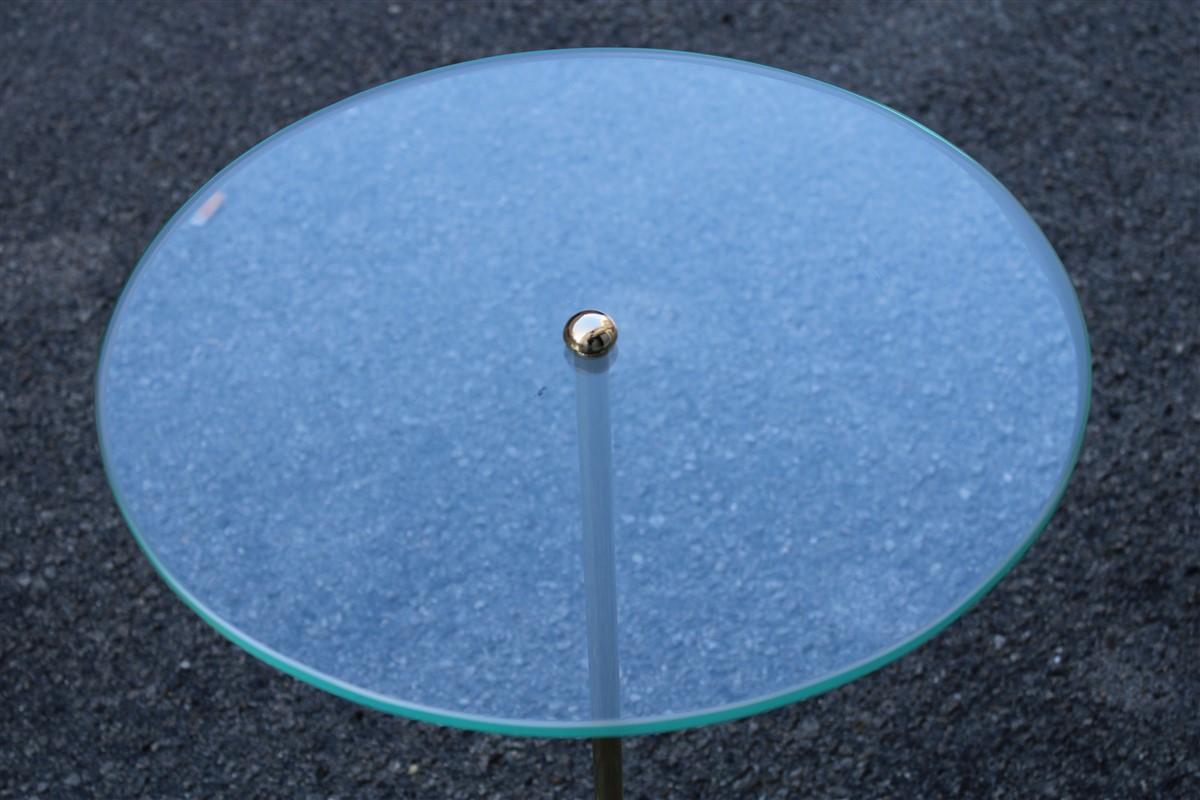Gueridon Minimalist in massivem Messing Runde Kristallplatte Nachttisch Tisch Kaffee im Angebot 1