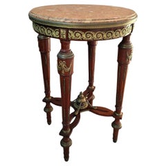 Neoklassizistisches Guéridon aus Mahagoni und rotem Marmor, Ende 19