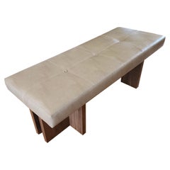 Banc ottoman Gueridon fabriqué à la main sur commande, tissu COM, fabriqué aux États-Unis.