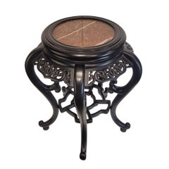 Gueridon , Side table, ebonized and carved wood and marble, Qing Dynasty, China