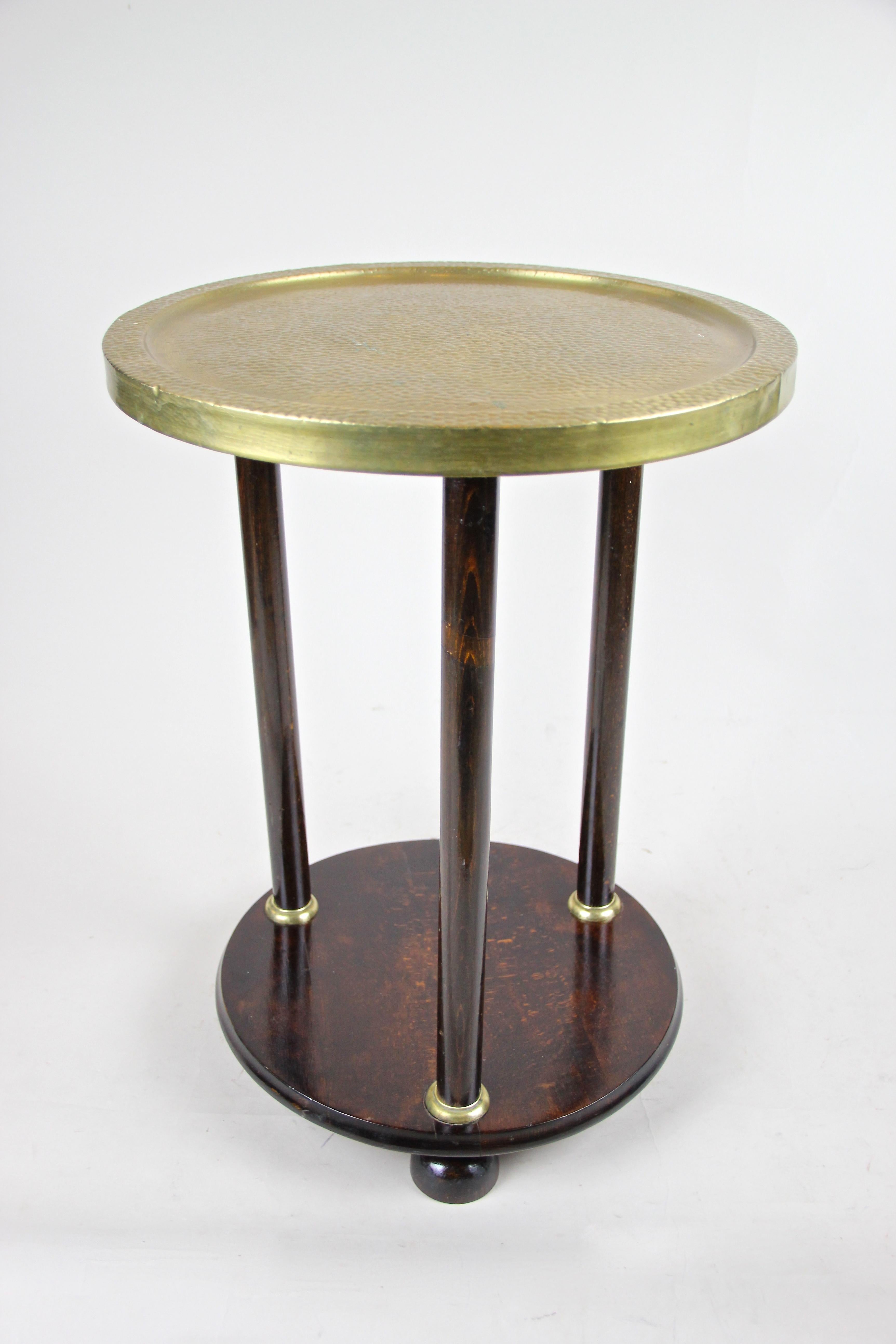 Gueridon Side Table with Brass Table Top Attributed to Kohn, Austria, circa 1910 3