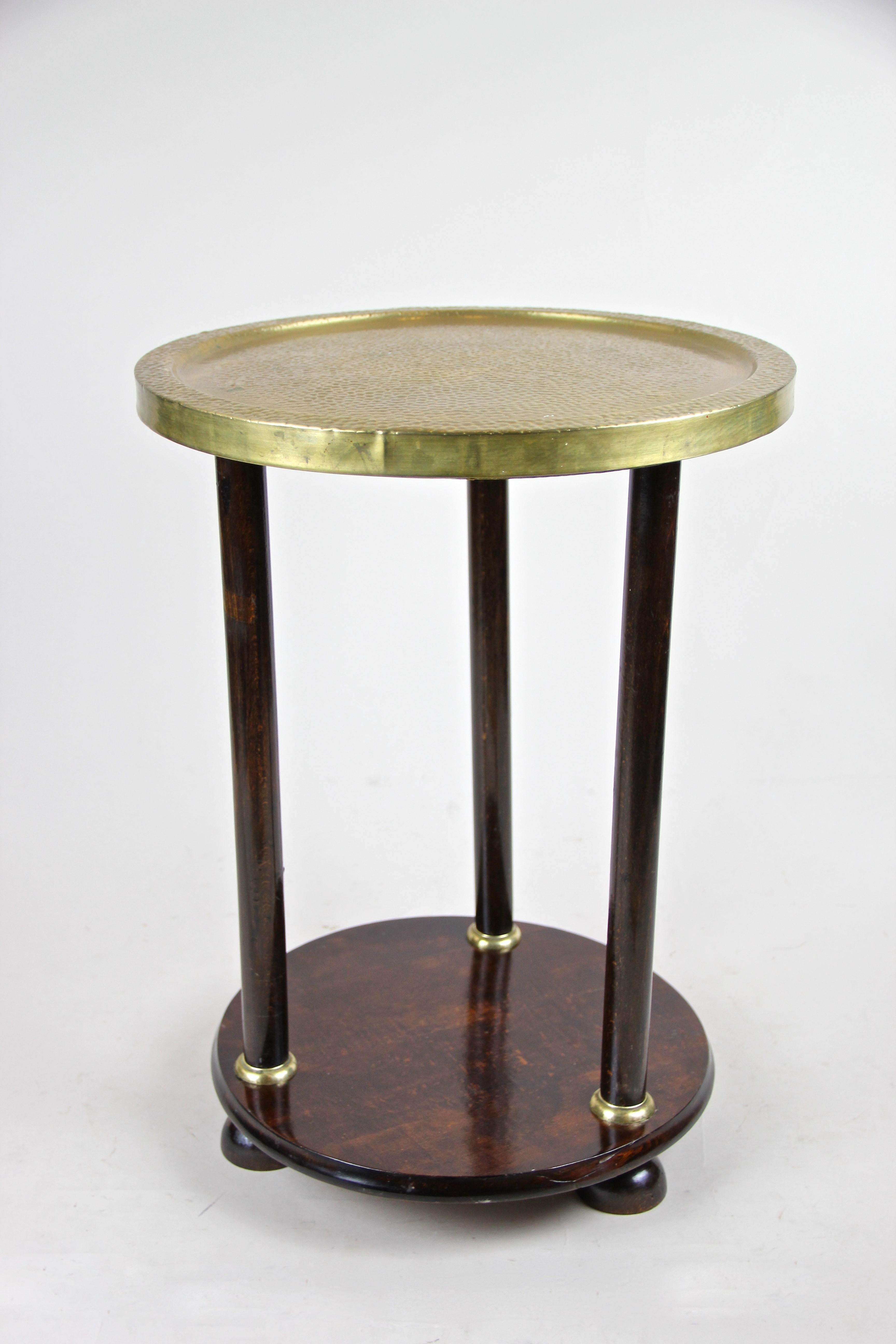 Art Nouveau Gueridon Side Table with Brass Table Top Attributed to Kohn, Austria, circa 1910