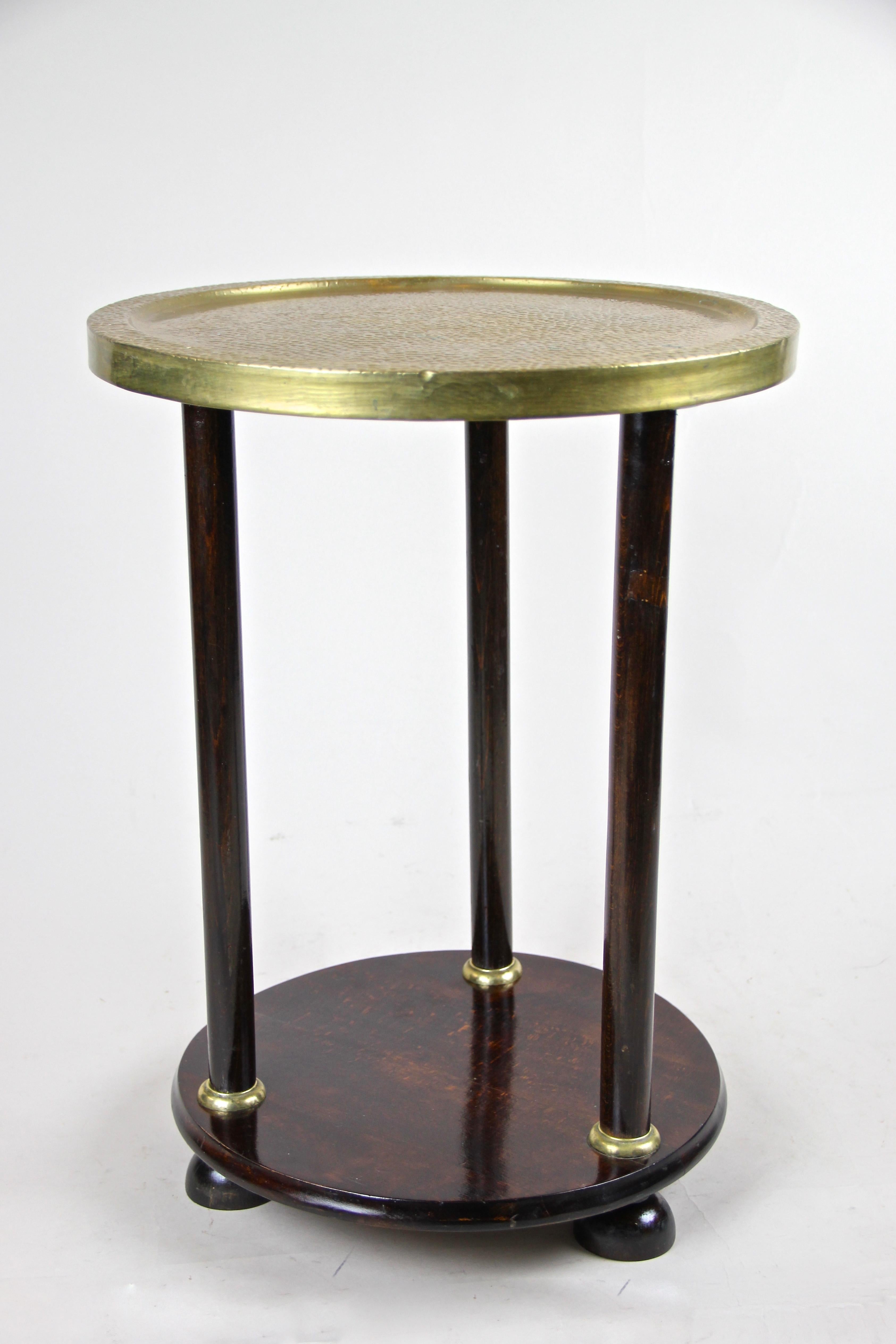 20th Century Gueridon Side Table with Brass Table Top Attributed to Kohn, Austria, circa 1910