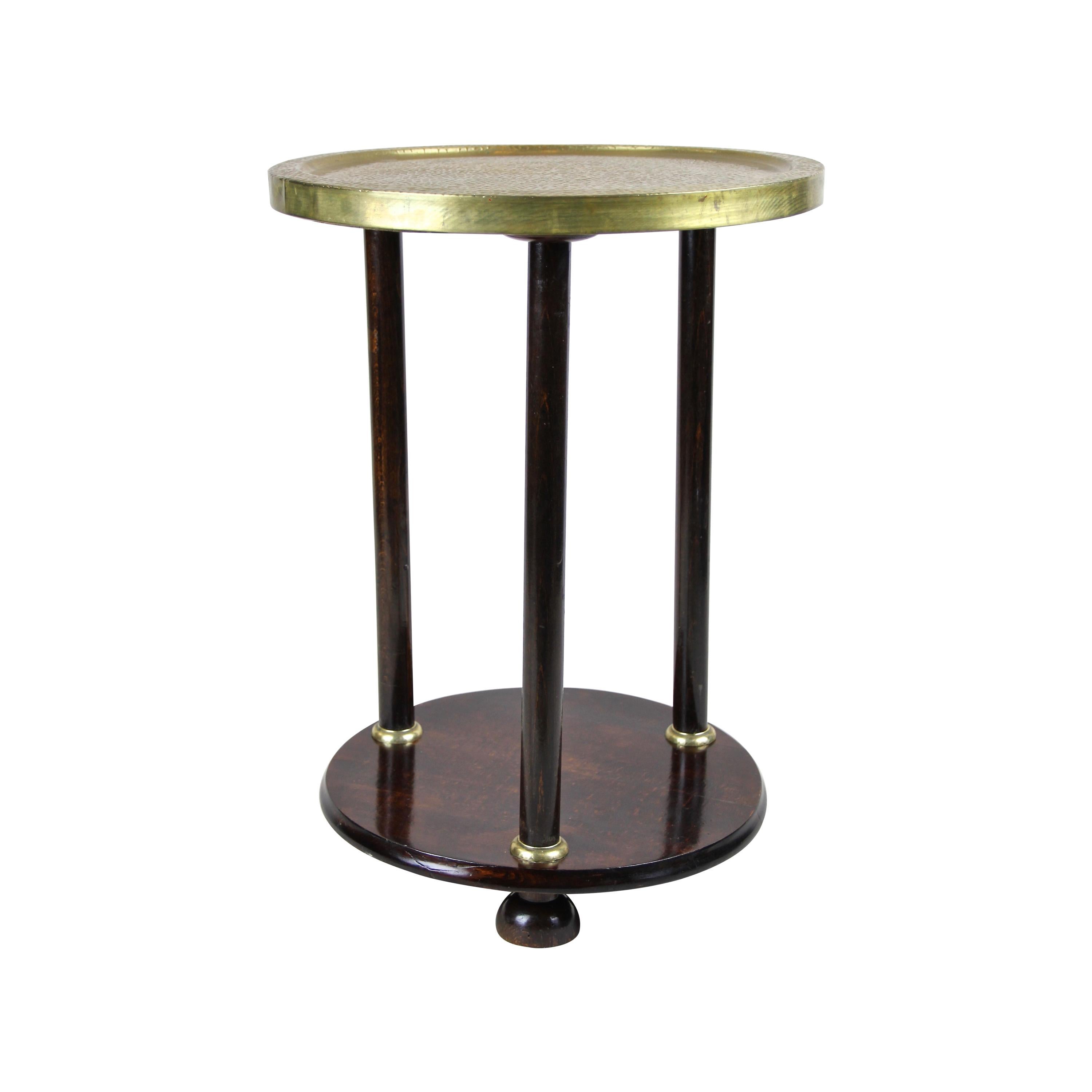 Gueridon Side Table with Brass Table Top Attributed to Kohn, Austria, circa 1910