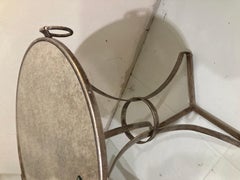 Gueridon Silver Leaf Finish on Metal Table with Antique Mirror Top -3