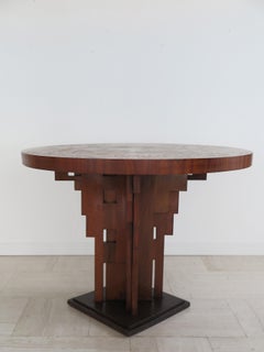 Gueridon Table in Dark Wood Briar Root with Sculptural Leg, Italy 1930