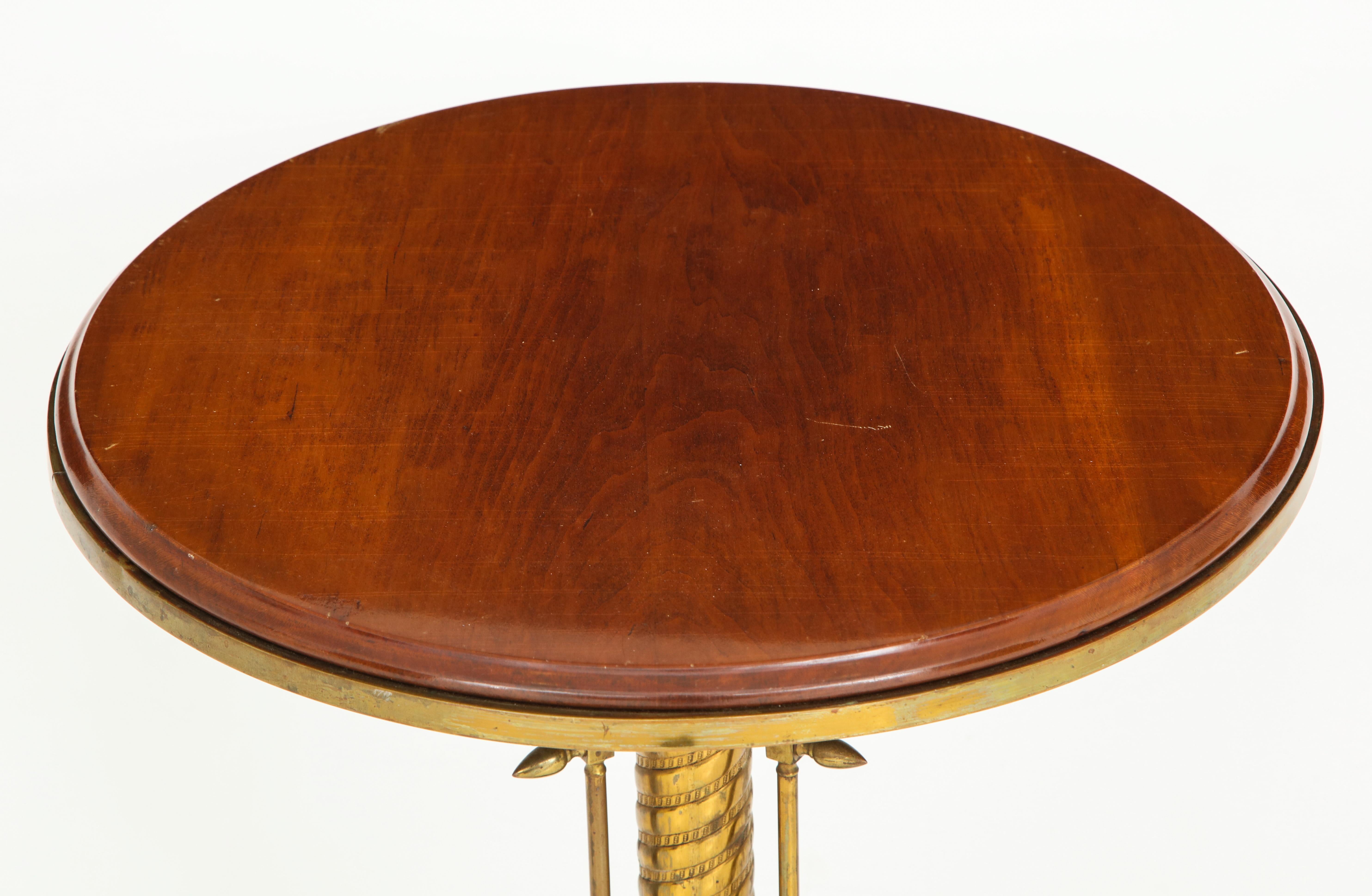 Gueridon Table In Mahogany, Bronze & Brass For Sale 6