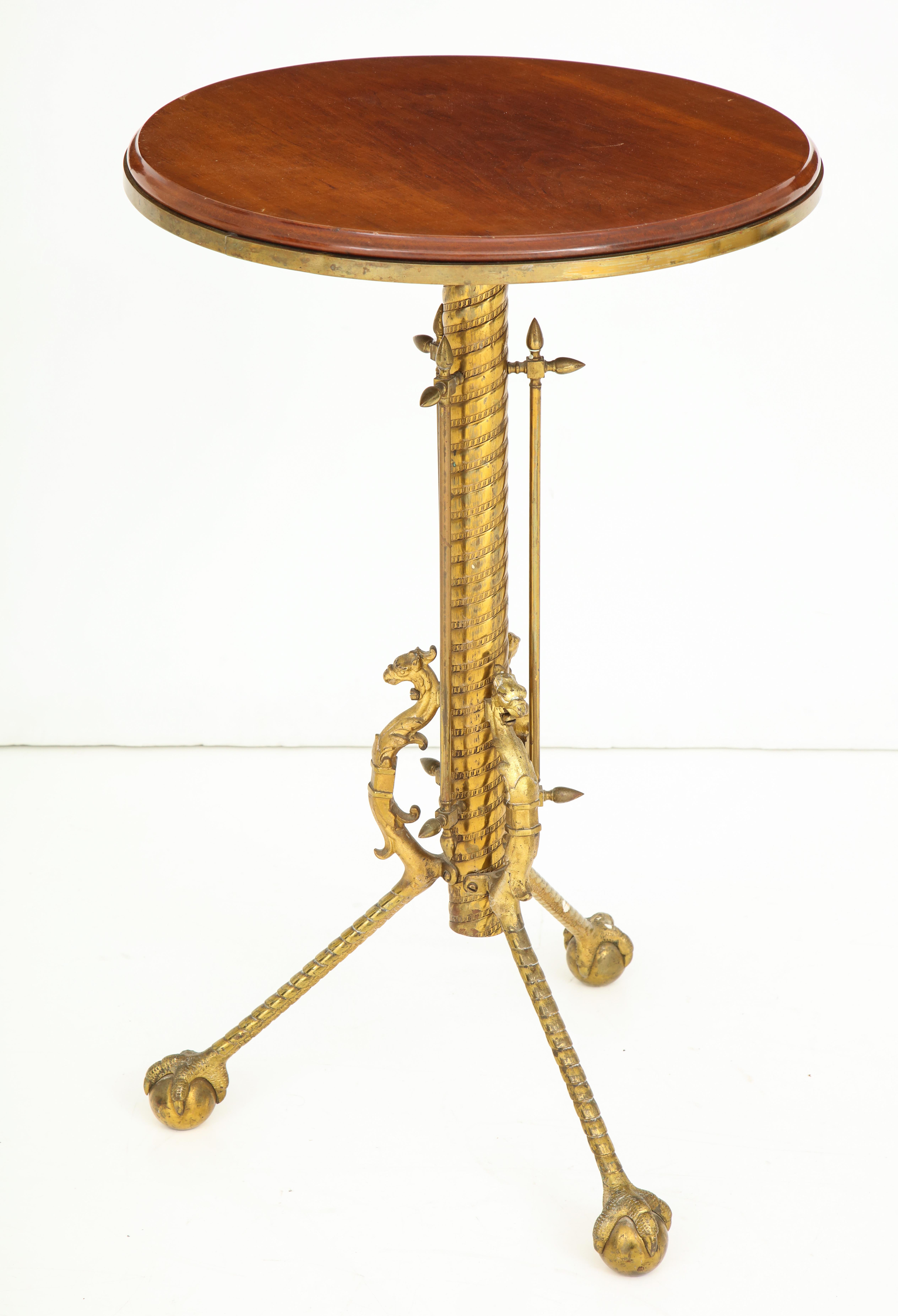 20th Century Gueridon Table In Mahogany, Bronze & Brass For Sale
