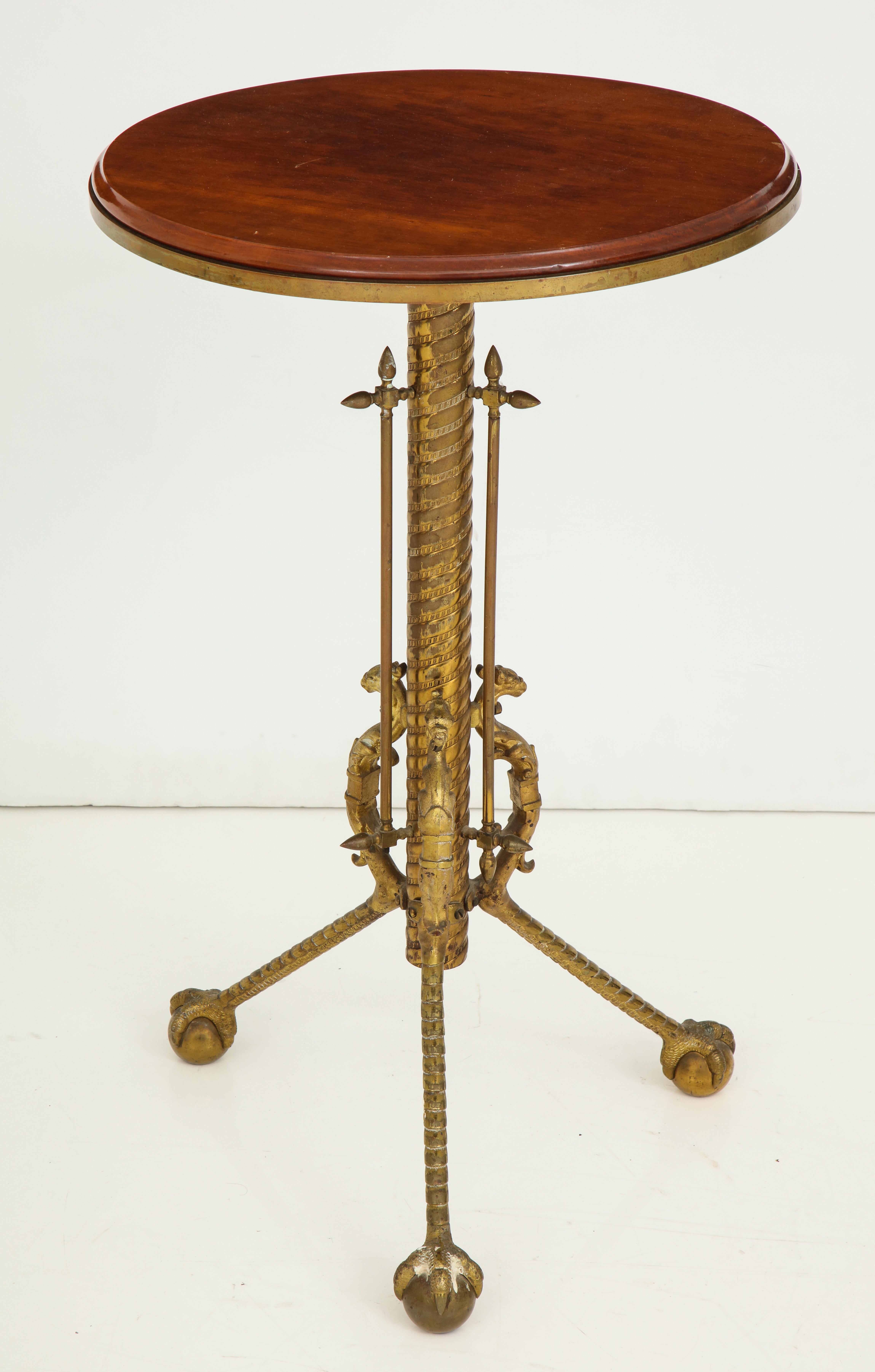 Gueridon Table In Mahogany, Bronze & Brass For Sale 1