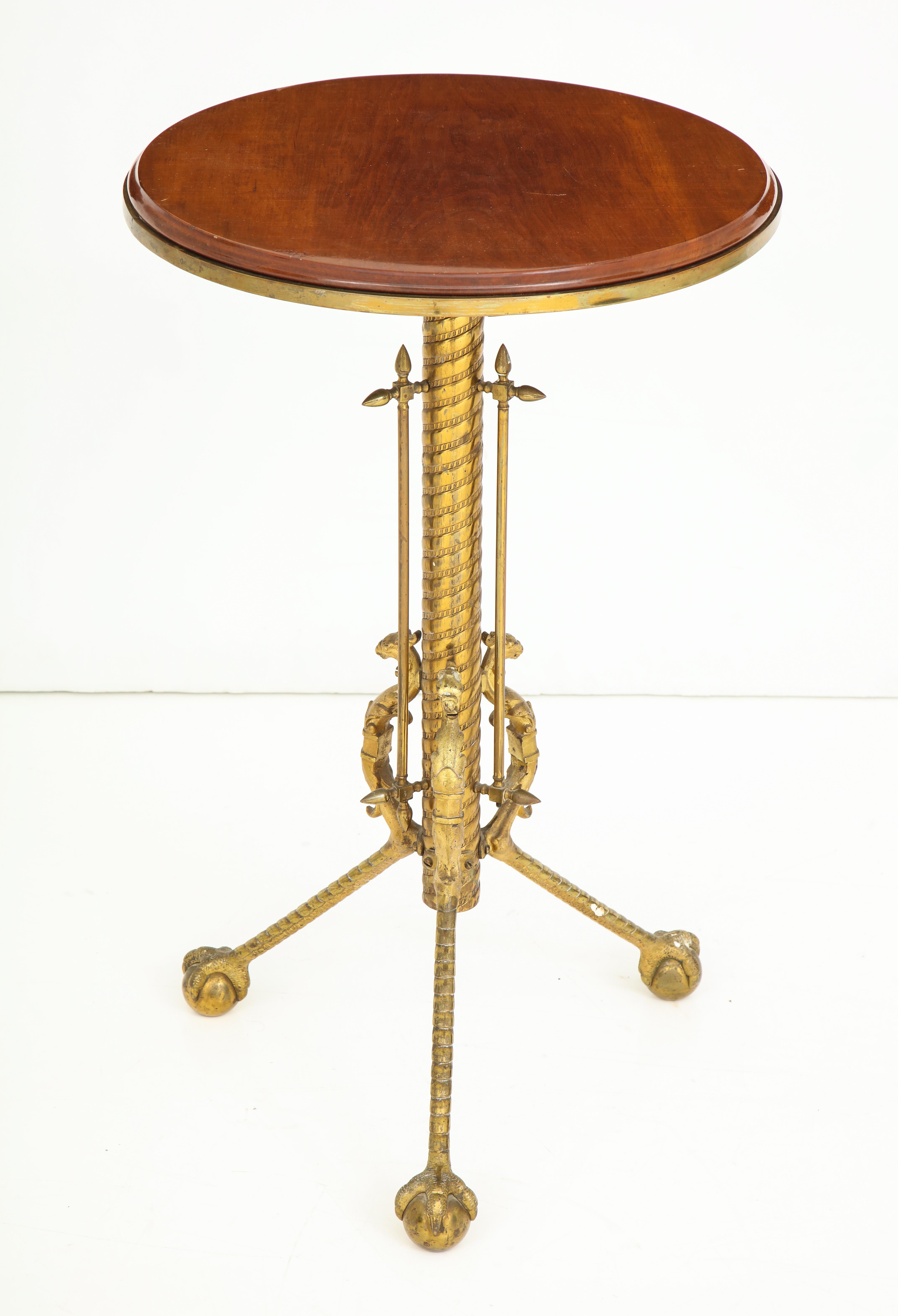 Gueridon Table In Mahogany, Bronze & Brass For Sale 2