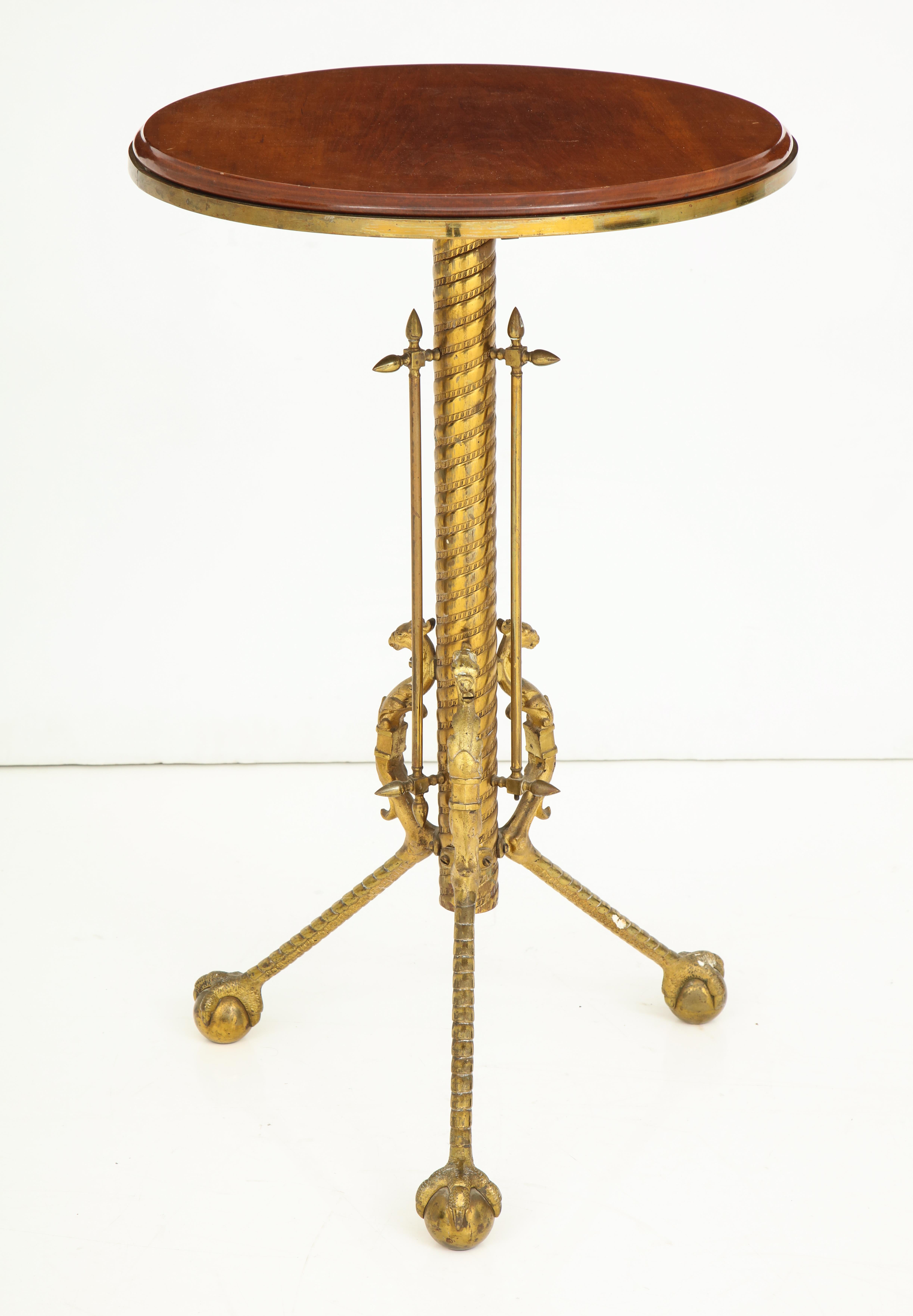 Gueridon Table In Mahogany, Bronze & Brass For Sale 4