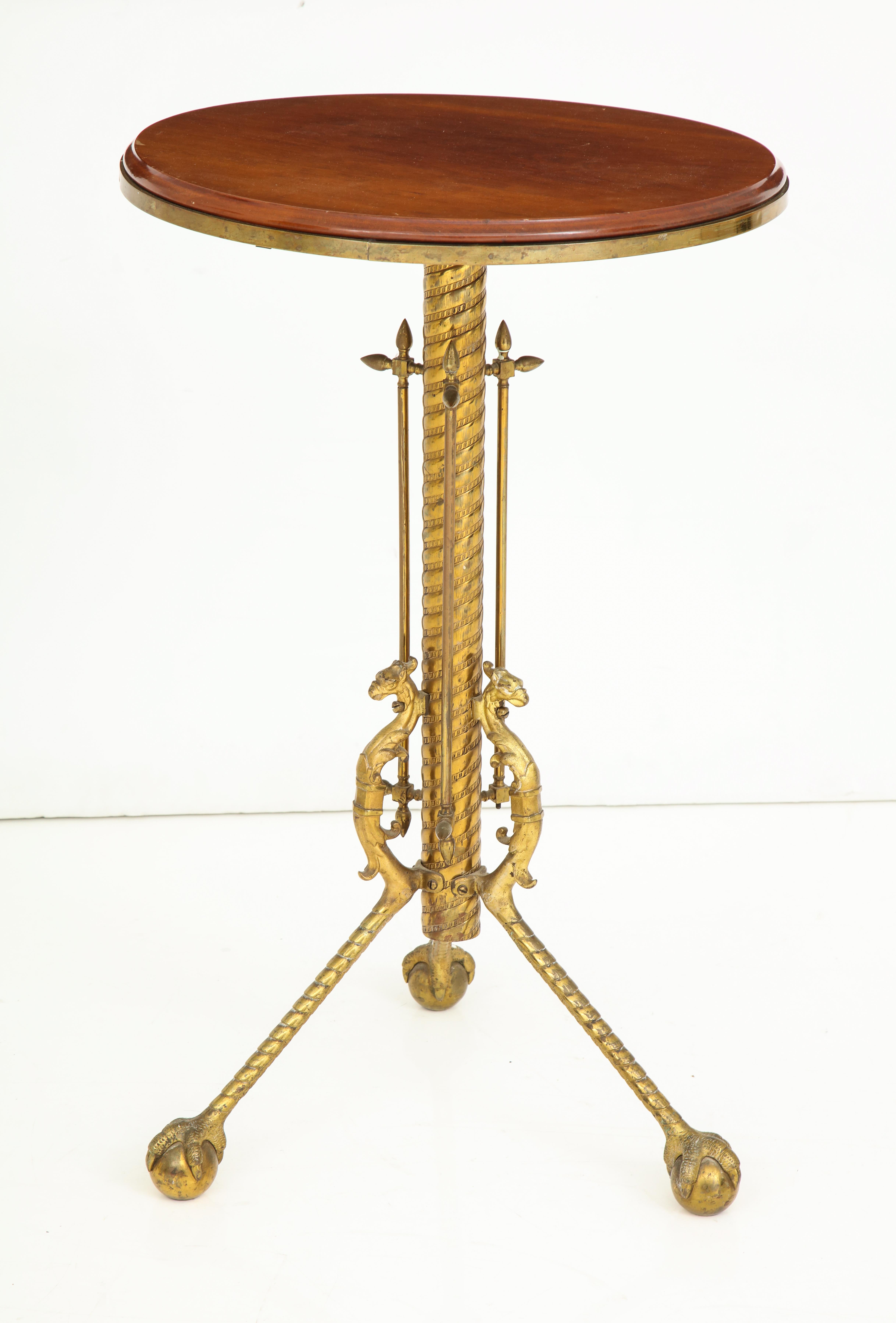 Gueridon Table In Mahogany, Bronze & Brass For Sale 5