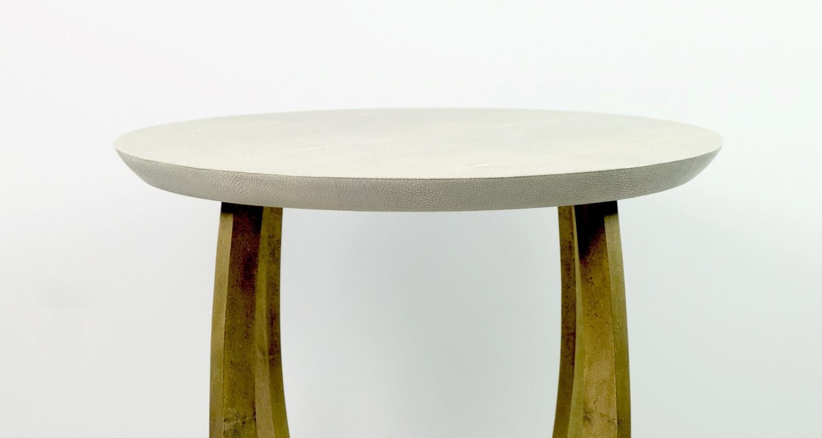 Organic Modern Gueridon Table in Shagreen and Textured Brass by Ginger Brown For Sale