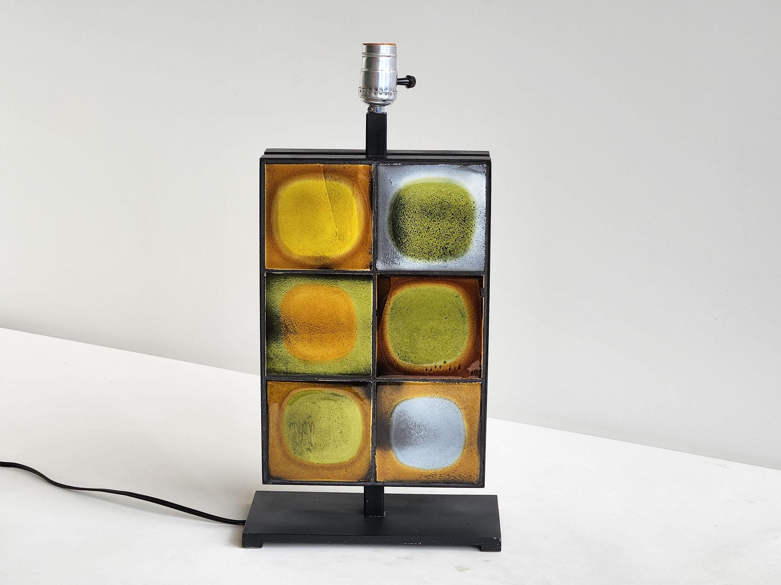 Contemporary Gueridon Table Lamp with 12 Rare Green 