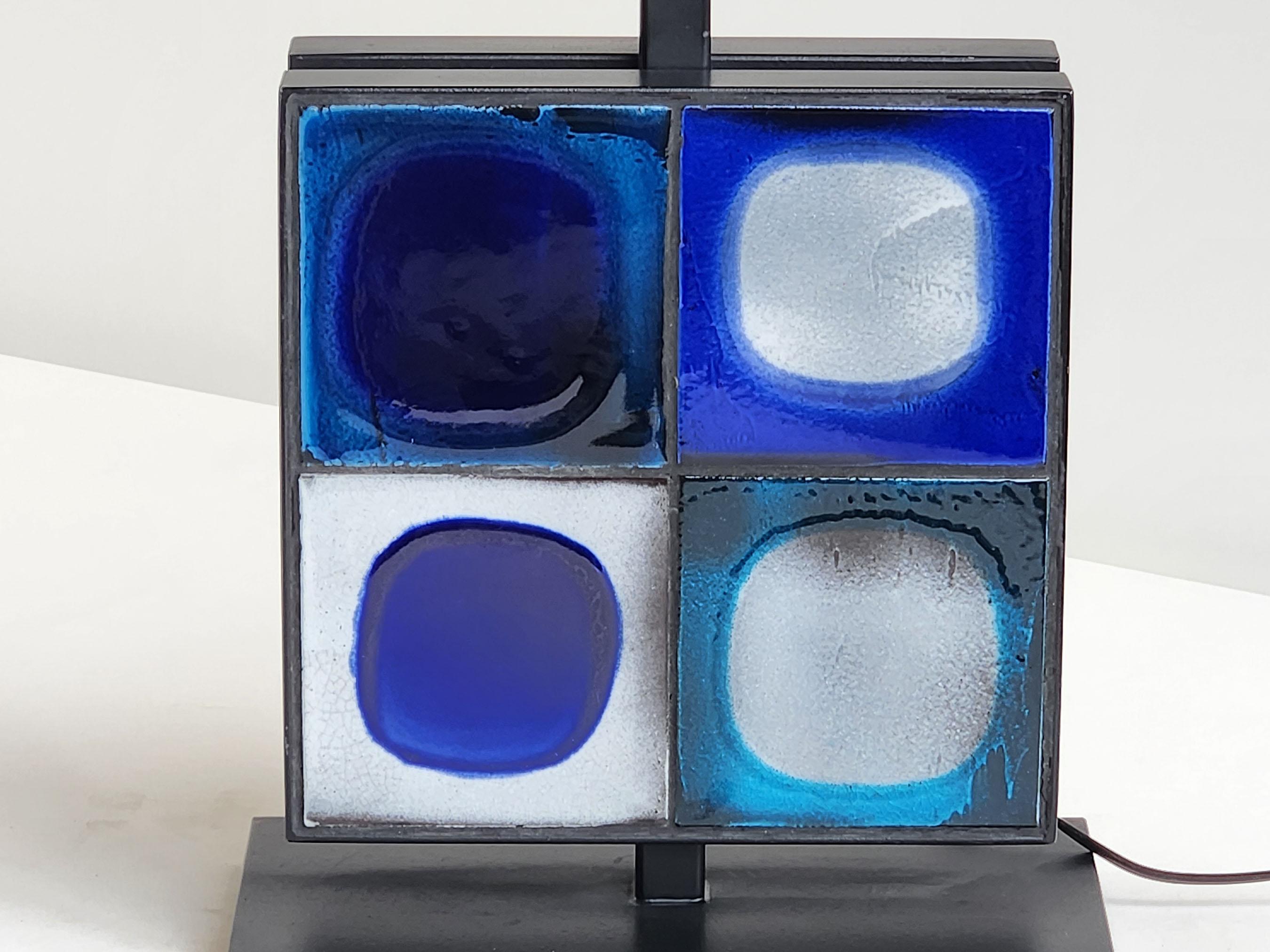Contemporary Gueridon Table Lamp with Rare Blue 