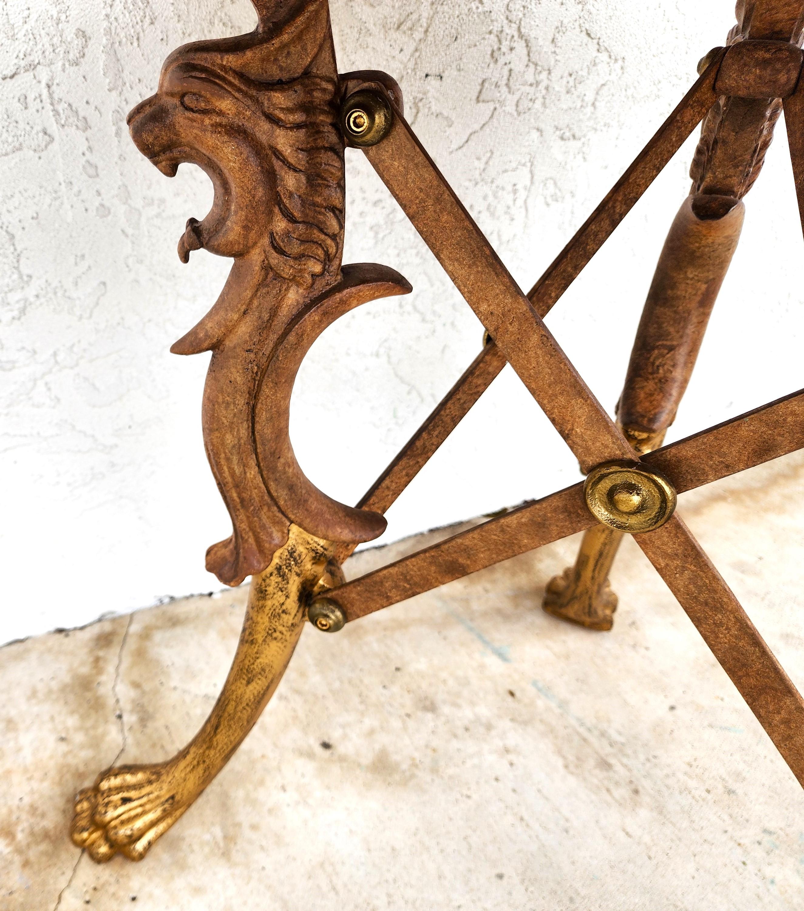 Gueridon-Tisch aus patinierter und vergoldeter Bronze mit Marmorplatte im Angebot 6