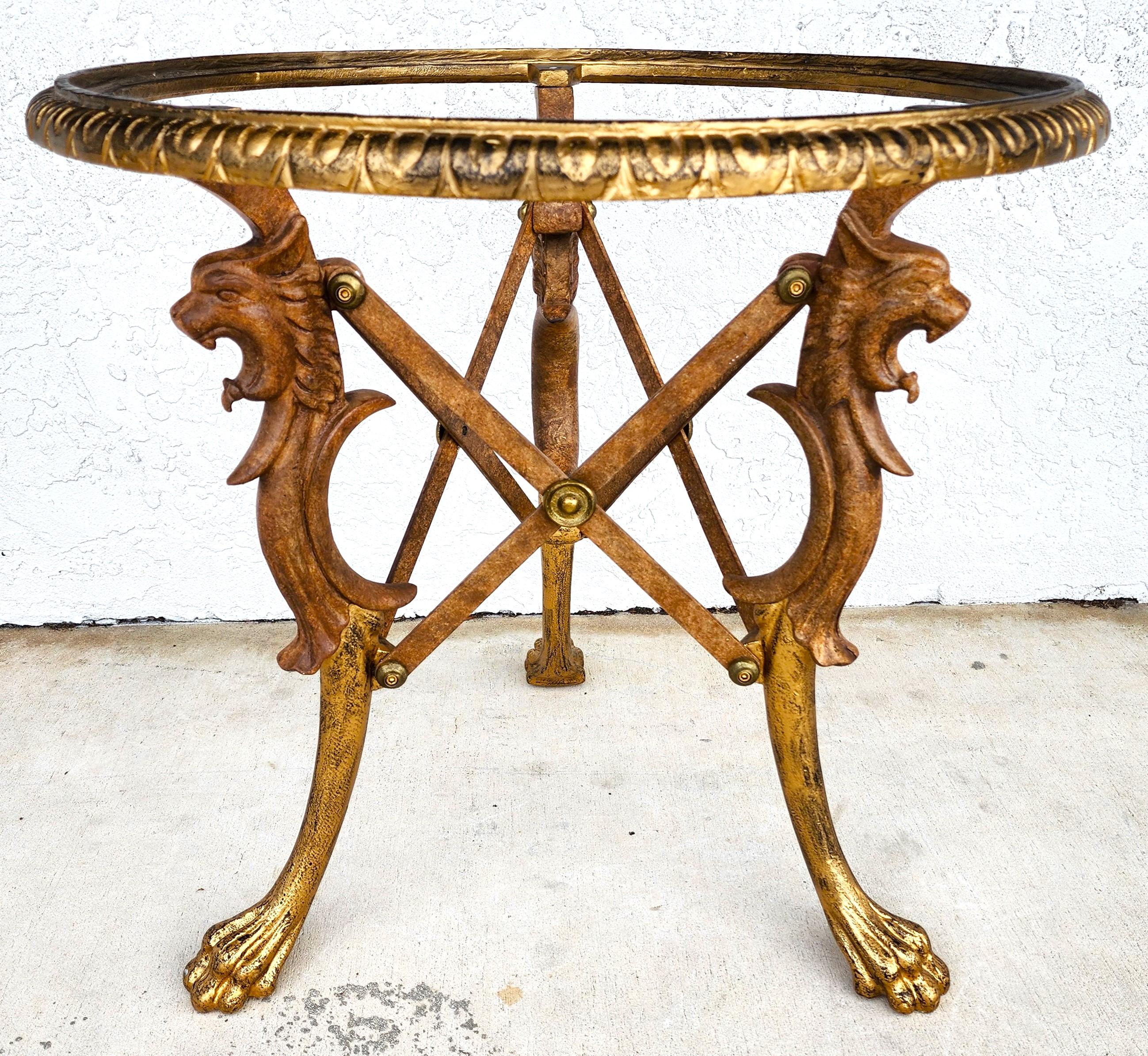 20th Century Gueridon Table Patinated and Gilt-Bronze with Marble Top For Sale