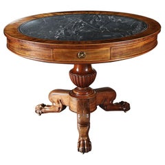 Gueridon Table with Inset Marble Top