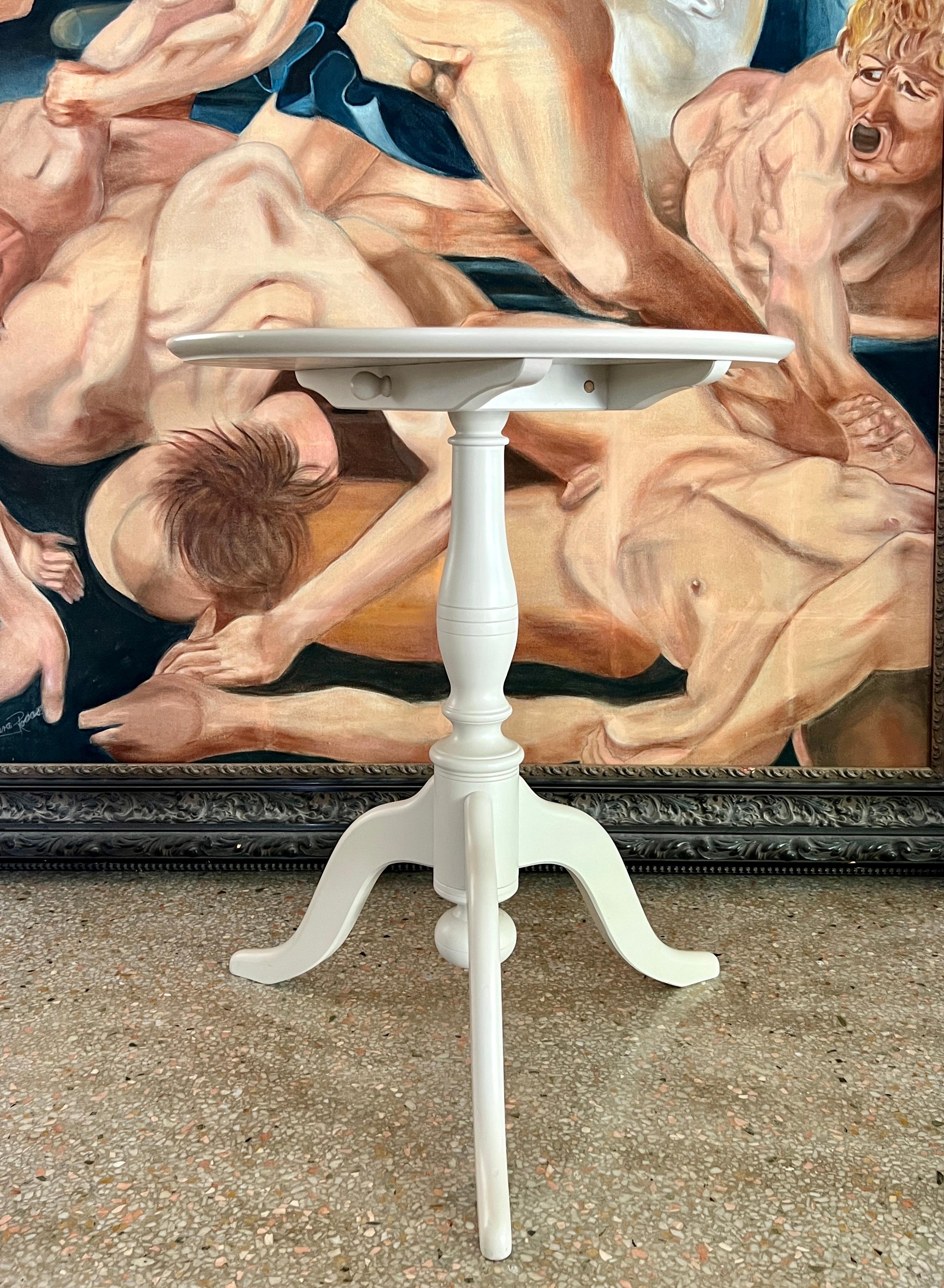 small white pedestal side table